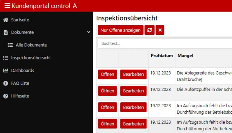 Entdecken Sie unsere neue Inspektionsübersicht im Kundenportal!